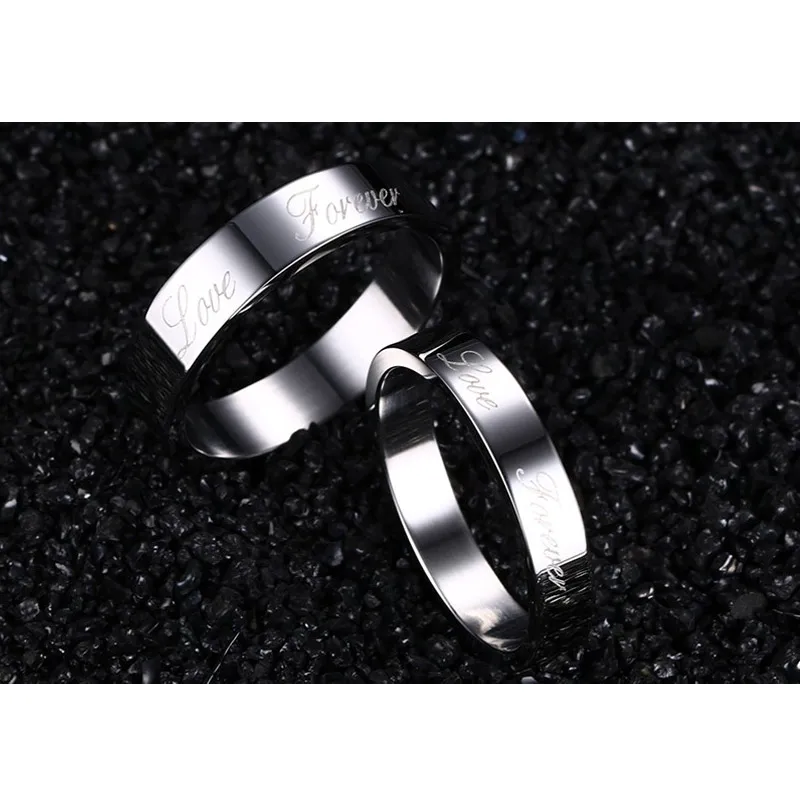 Vnox Forever Love Wedding Ring Silver color 316l Stainless Steel Promise Jewelry
