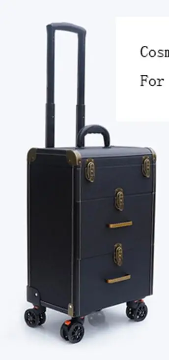 Портативная профессиональная сумка на колесиках косметичка чемодан для макияжа с колесами большая емкость женская коробка гвозди Красота багаж - Цвет: Aircraft wheel