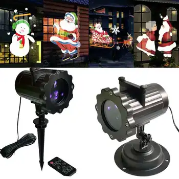 

Christmas Light Outdoor Indoor 4 Card Animation Anime Pattern Projector Lamp Disco Home Garden Lawn Projection Light with Remote