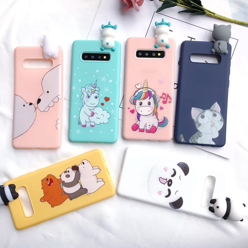 

S8 S9 S10 3D Case for Etui Samsung Galaxy S8 S9 S10 Plus Case Note 8 9 Bear Unicorn Kawaii Cover for Coque Samsung S7 Edge Case