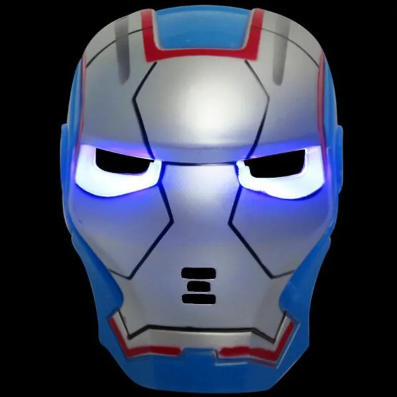 1pc Halloween Party Supplies Glowing LED Mask Avengers Hero Cosplay Captain America Iron Man Superhero Spiderman Hulk Batman