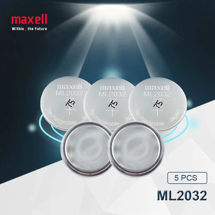 5pc Maxell Original ML2032 3V Rechargeable lithium battery button cell button batteries(ML2032