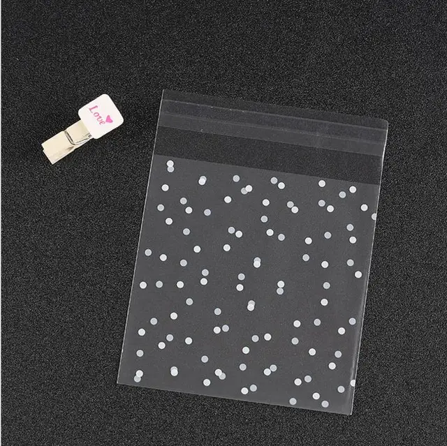 100pcs 5 size White Dots Transparent Frosted Plastic Wedding Cookie Candy Bag Christmas Birthday Party Wedding Gift Bag 6