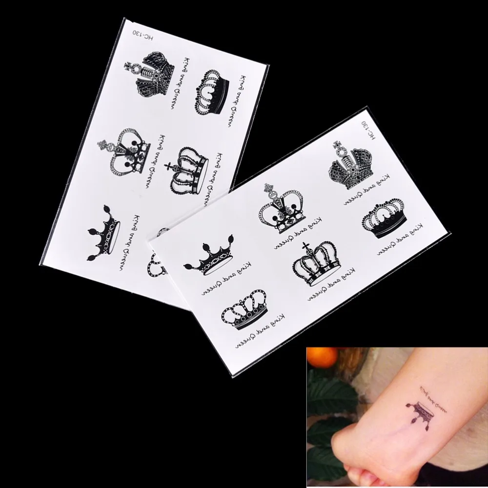 Crown Pattern Temporary Tattoo Art 10.5*6cm Simulation Alphabetical Waterproof Men And Women Tattoo Stickers Body