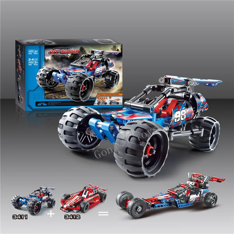 8 видов стилей Technic 2 в 1 GETAWAY RACER POLICE INTERCEPTOR строительный блок откатной автомобиль кирпич совместим с 42046 42047