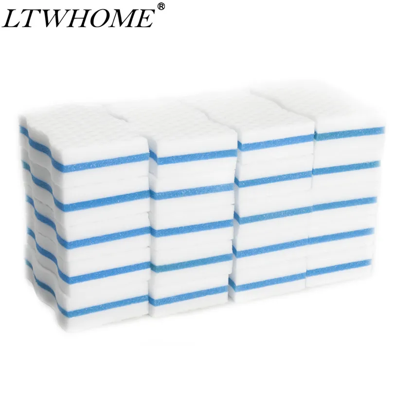 

LTWHOME Magic Cleaning Dual Sided Wave Type Sponge Melamine High Temperature Compression Foam High Quality 100X 60X 25mm