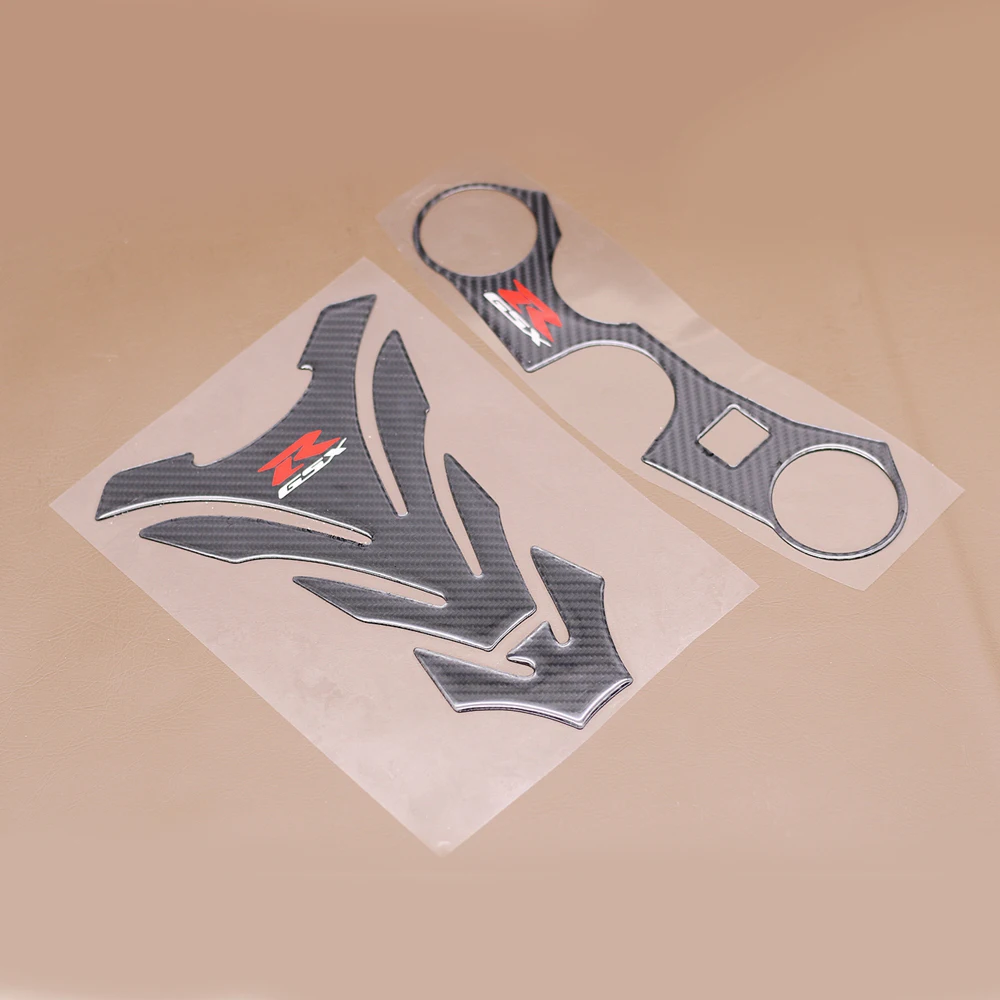 

Motorcycle Carbon Fiber Look GSX-R 600 750 Tank Pad Front Upper Clamp Sticker Decal For Suzuki GSXR600 GSXR750 K6 K8 2006-2010