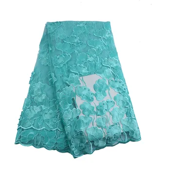 

2018 Embroidery mesh tulLe lace fabric 5yards flower pattern beaded african lace fabrics wholesale for wedding party HJ190-1