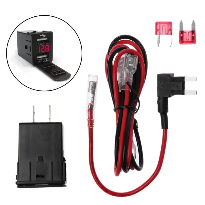 12V Dual USB Автомобильное зарядное устройство светодиодный вольтметр 4.8A адаптер питания для Nissan Smart Phone - Название цвета: Красный