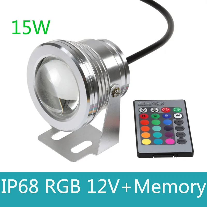 15 W 12 V RGB LED luz subacuática impermeable IP68 fuente piscina lámpara 16 cambio de colores con control remoto ir piscina luz al aire libre 15 W 12 V RGB LED luz subacuática impermeable IP68 fuente piscina lámpara 16 cambio de colores con control remoto ir piscina luz al aire libre