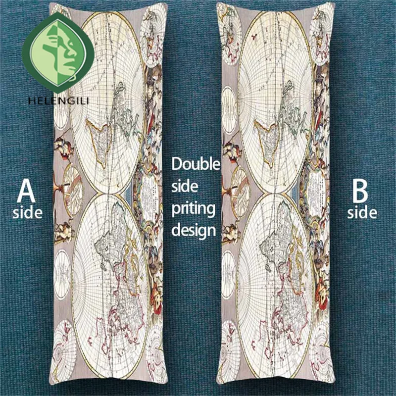 

HELENGILI 20x54 Inch 3D Body Pillowcase Vintage Map Decorative Pillow Case for Adult Kids Cute Pillow Cover