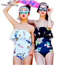 2016 Women’s Sexy Off Shoulder Push Up Bandeau Flounce Ruffles Brazilian One Piece Monokini Beach Swimwear Bathing Suit Swimsuit