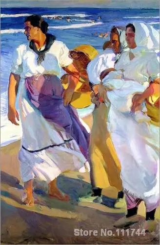 

Landscape painting Valencian Fisherwomen Joaquin Sorolla y Bastida art reproduction High quality Hand painted
