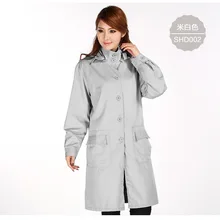 Для женщин стиль серебро волокна электромагнитного излучения пальто с крышкой, компьютерный зал, электрические завода EMF Экранирование, RFID блока