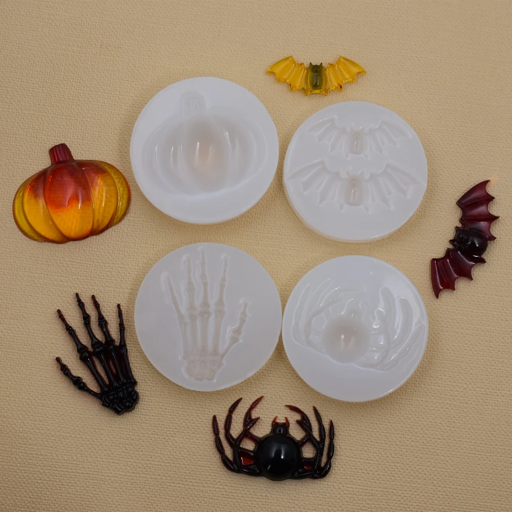 

SNASAN Silicone Mold for jewelry Pumpkin Bat Skeleton Hand spider Resin Silicone Mould handmade Resin epoxy resin molds