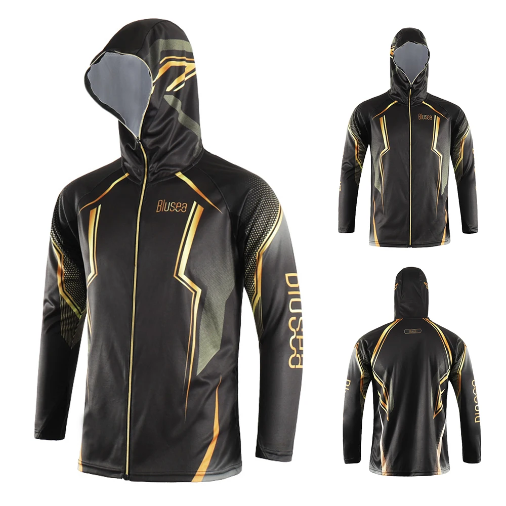 Blusea Men's Ultra Light Hooded Fishing Clothings Quick Dry Sun