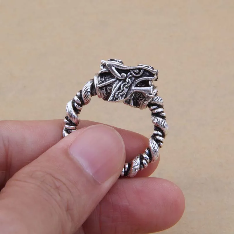 

Dropshiping new style alloy Adjustable Viking Wolf Ring for men gift
