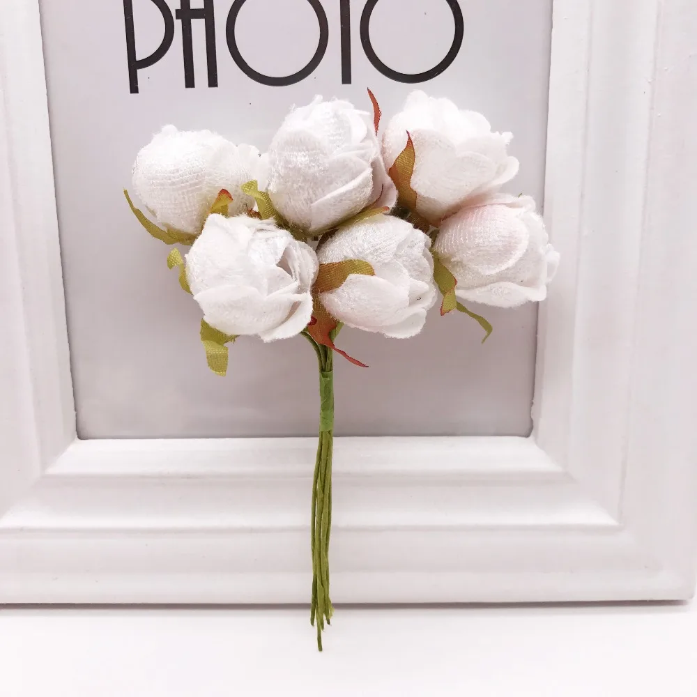 6 шт./лот мини шелковая искусственная Роза Цветы свадебное оформление букета бумага цветок для DIY скрапбукинг ручной работы цветок шар