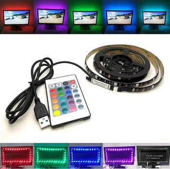 

DC 5V USB cable LED strip light Warm white 2835 3528 SMD 1M 2M 3M 4M 5M RGB remote control for PC Desktop Flat Screen HDTV lamp
