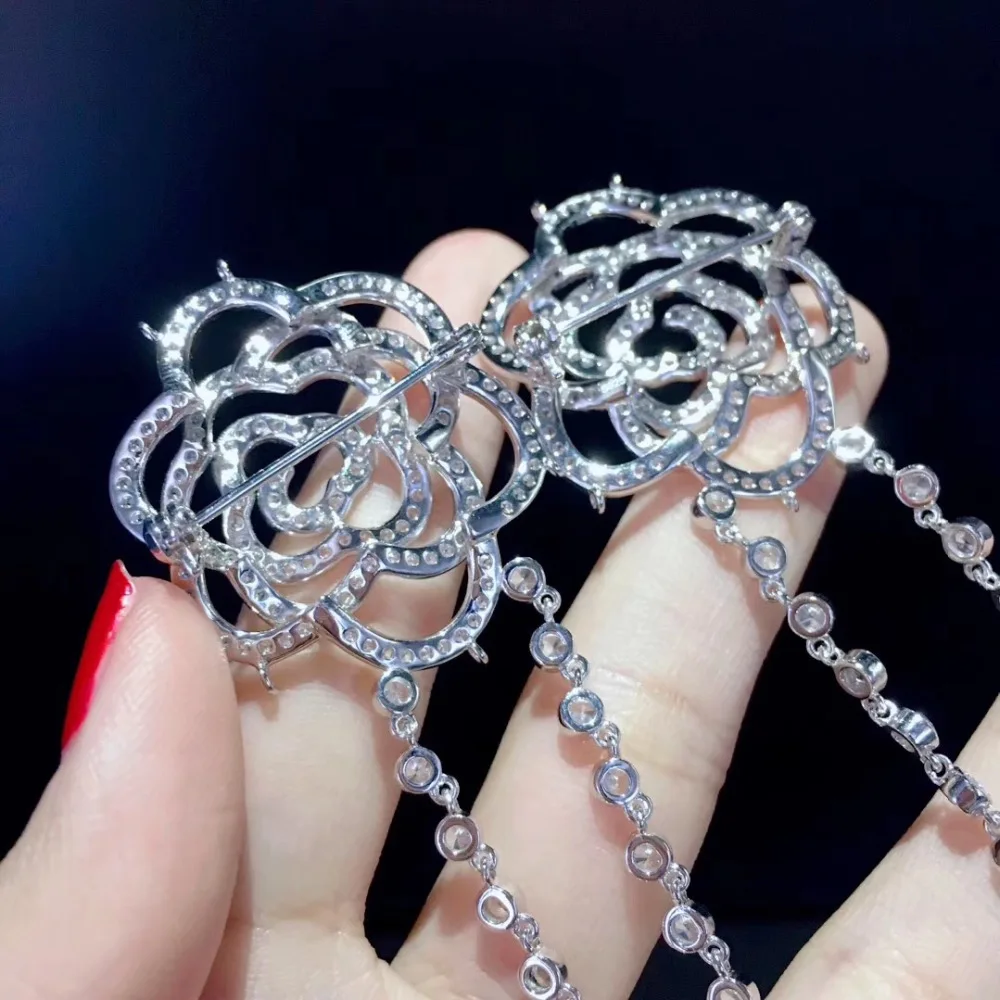 Женская Брошь из серебра 925 пробы с двумя цветами|flower brooch|brooch womenbrooch flower |