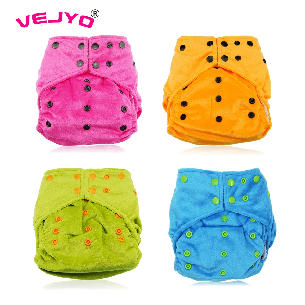 5 Sets TPU Waterproof Double Gussets Minky Pocket Diaper Baby Washable Reusable Cloth Nappies