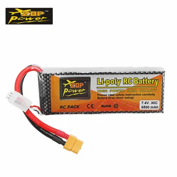 

ZOP Power 7.4V 6500mAh 30C 2S XT60 Plug Rechargeable Lipo Battery For RC Quadcopter Airplane Helicopter Model Spare Parts