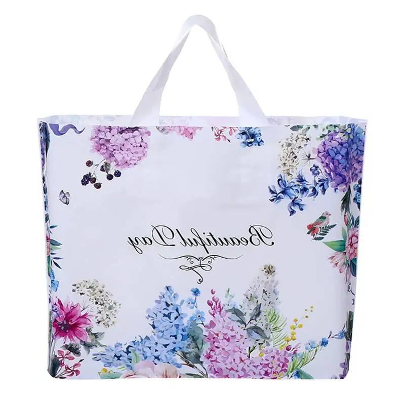 50 шт. цветочный толстый пластиковый пакет Свадебная вечеринка Подарочная сумка хозяйственная сумка