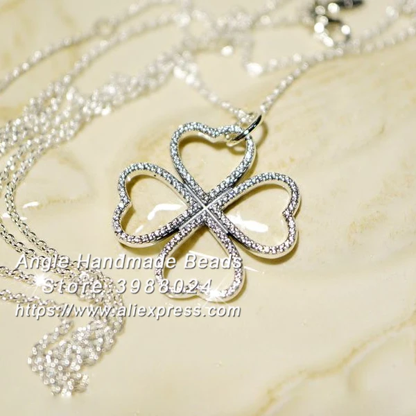 

S925 Sterling Silver Petals of Love CZ Pendant Necklace Women Jewelry Chain length 90cm
