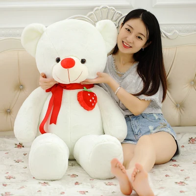 

stuffed toy huge 135cm white teddy bear plush toy bear doll soft hugging pillow Christmas gift w0358