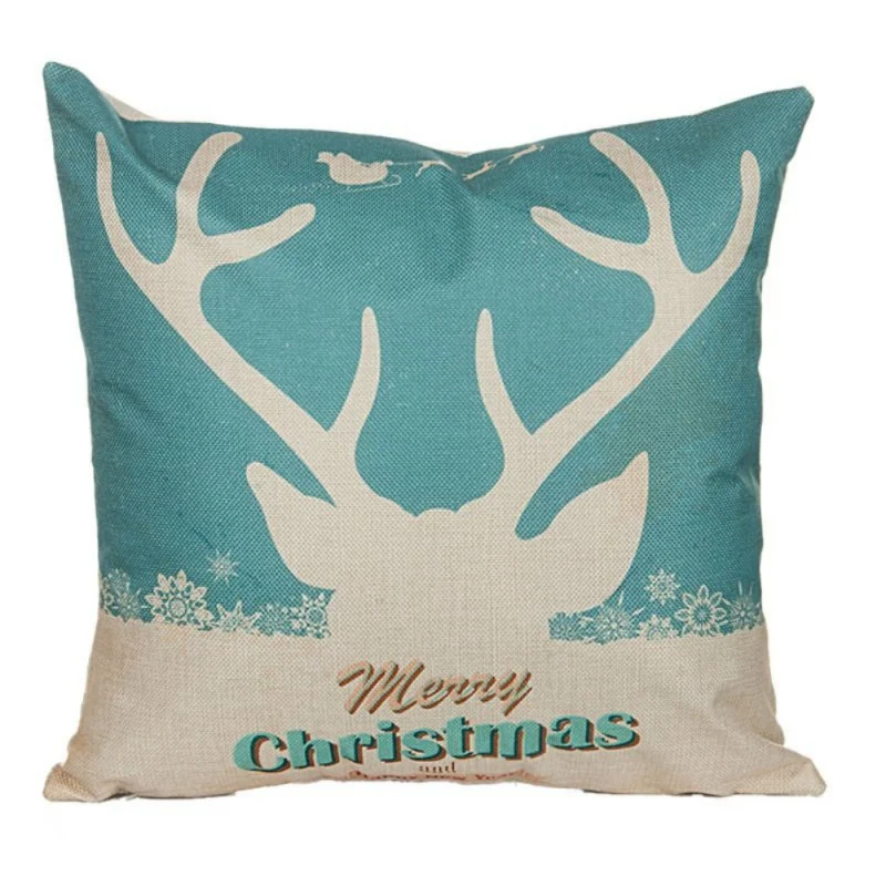 

Cute Pillowcase 45cm Elk Deer Cartoon Animal Pattern Linen Pillow Cover Christmas Pillowcases