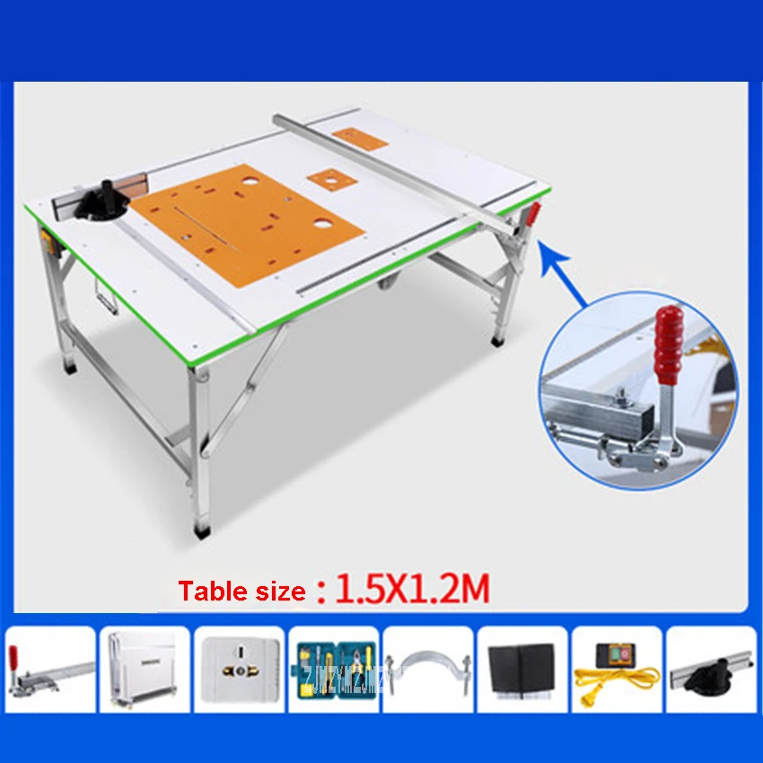 

mgj001 Multifunctional Portable Woodworking Saw Table Work Table High-quality Household Folding Woodworking Workbench (1.5*1.2m)
