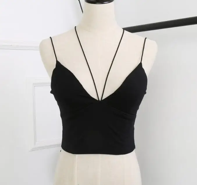 

Cotton Halter Padded Cut Cross Women's Basic Cropped Top Camis Tank Vest
