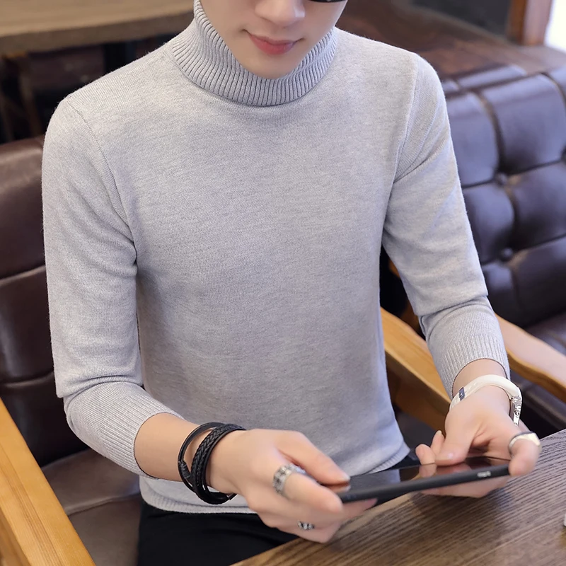 

2019 Warm Brand Autumn Men's Fashion Casual Men's Sweater Men Pullover High-Necked Solid Sweater M-3XL