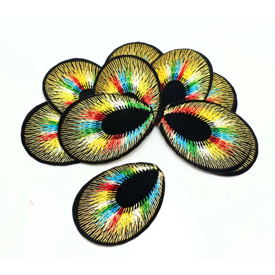 

50pcs\Lot Multi-Color Peacock eyes Iron On Sewing Embroidered Patch For Cloth Cartoon Badge Garment Motif Appliques