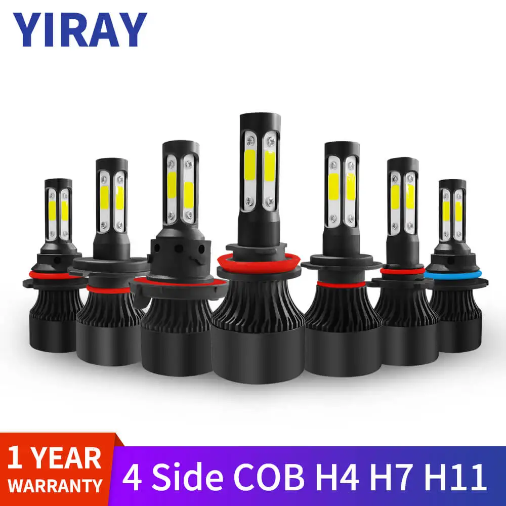 

YIRAY 4 Side COB Car Headlight LED H4 H7 H11 H13 9005 9006 9004 9007 HB2 HB3 HB4 Auto Lamp Led Bulbs Fog Light 60W 9600lm 6000k