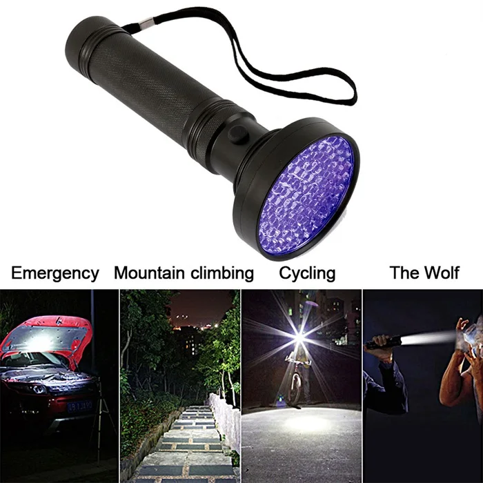 

100 UV LED Light 390-395NM LED UV Flashlight Torch light lamp 6*AA Inspection Lamp Torch Outdoor