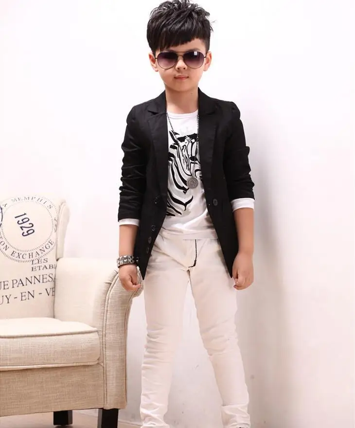 Однотонный хлопковый блейзер для мальчиков 2 12 лет|Блейзеры| |