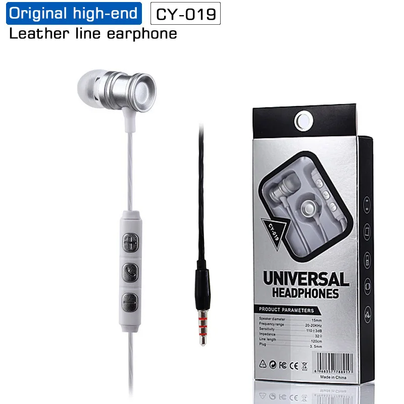 

Earphone Wired Phone Headset Stereo Leather Micro Earpiece 3.5mm With Mic Volume Control For Samsung Galaxy S6 S8 S9 Headphones