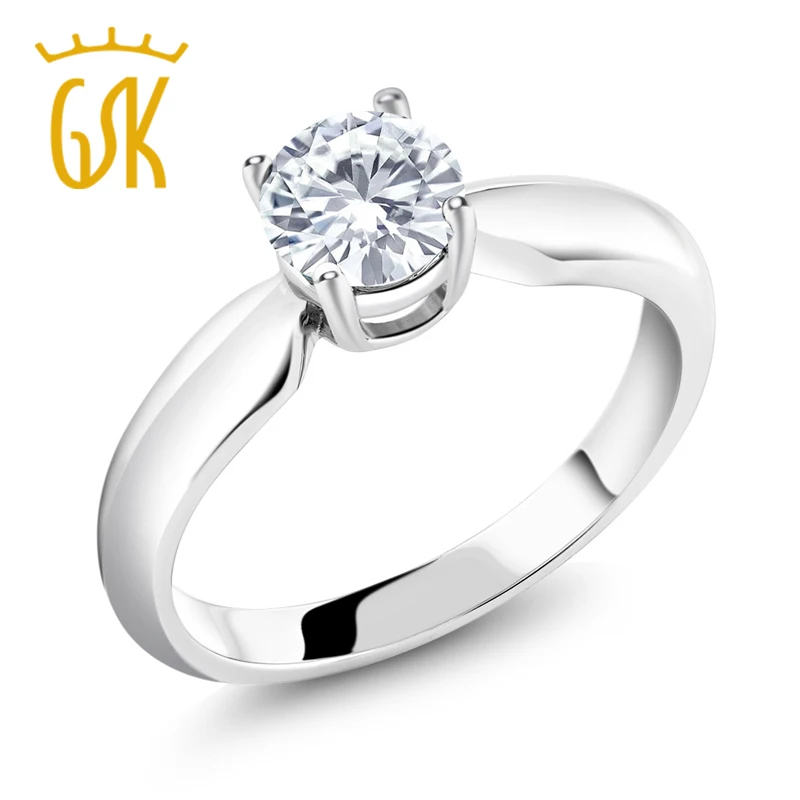 

GemStoneKing 925 Sterling Silver Engagement Solitaire Ring For Women 0.65 ct Round Created Moissanite
