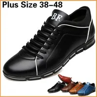 

Sycatree Men's Fashion Spring Autumn Casual Shoes for Men Leather Flats Increased Shoes Plus Size 39-48 Male Comfortable Shoes