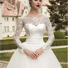 Очаровательное Тюлевое бальное платье, свадебные платья, прозрачные кружевные свадебные платья с длинным рукавом