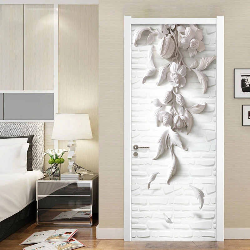 Европейский стиль 3D стерео рельефные цветы фото настенные двери фрески обои гостиная спальня ПВХ водонепроницаемые виниловые обои 3 D