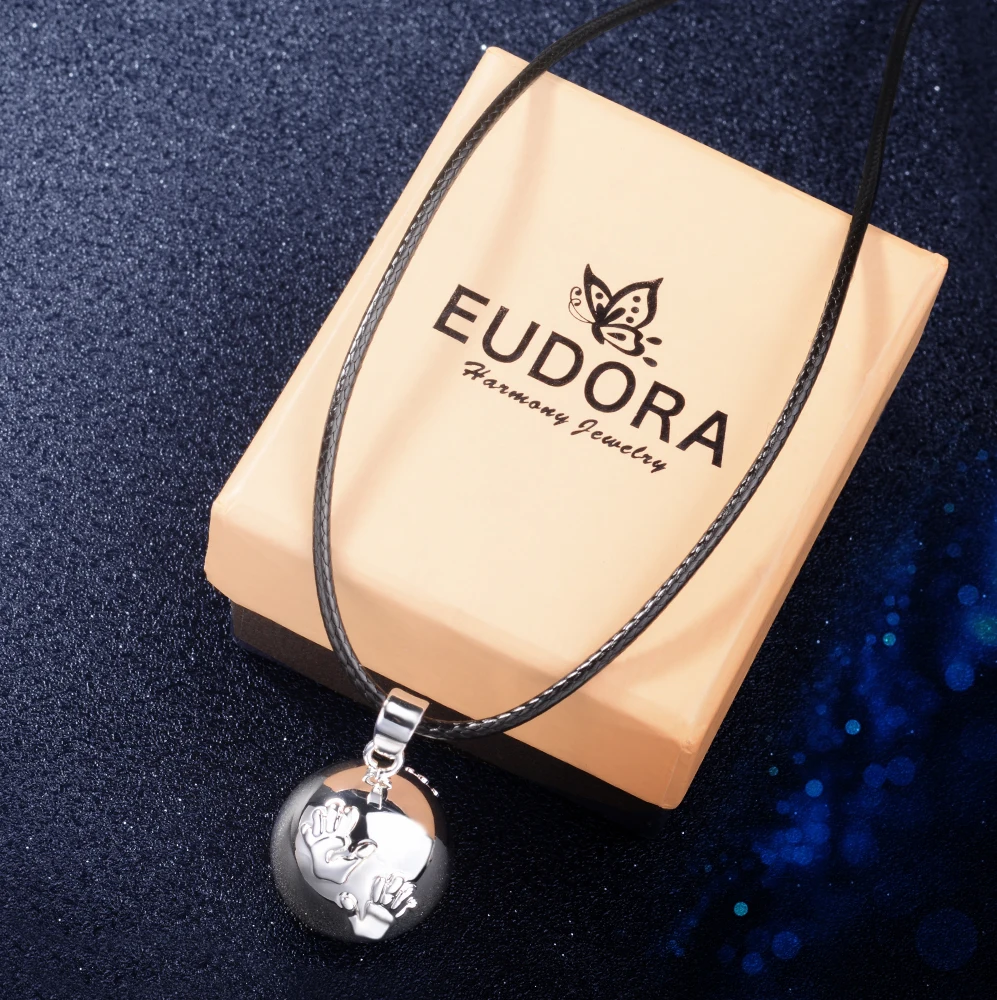 Eudora Baby hands footprint Chime Ball Pendant Necklace Pregnant Ball Angel Caller Pendant For Women MOM Best Gift 6