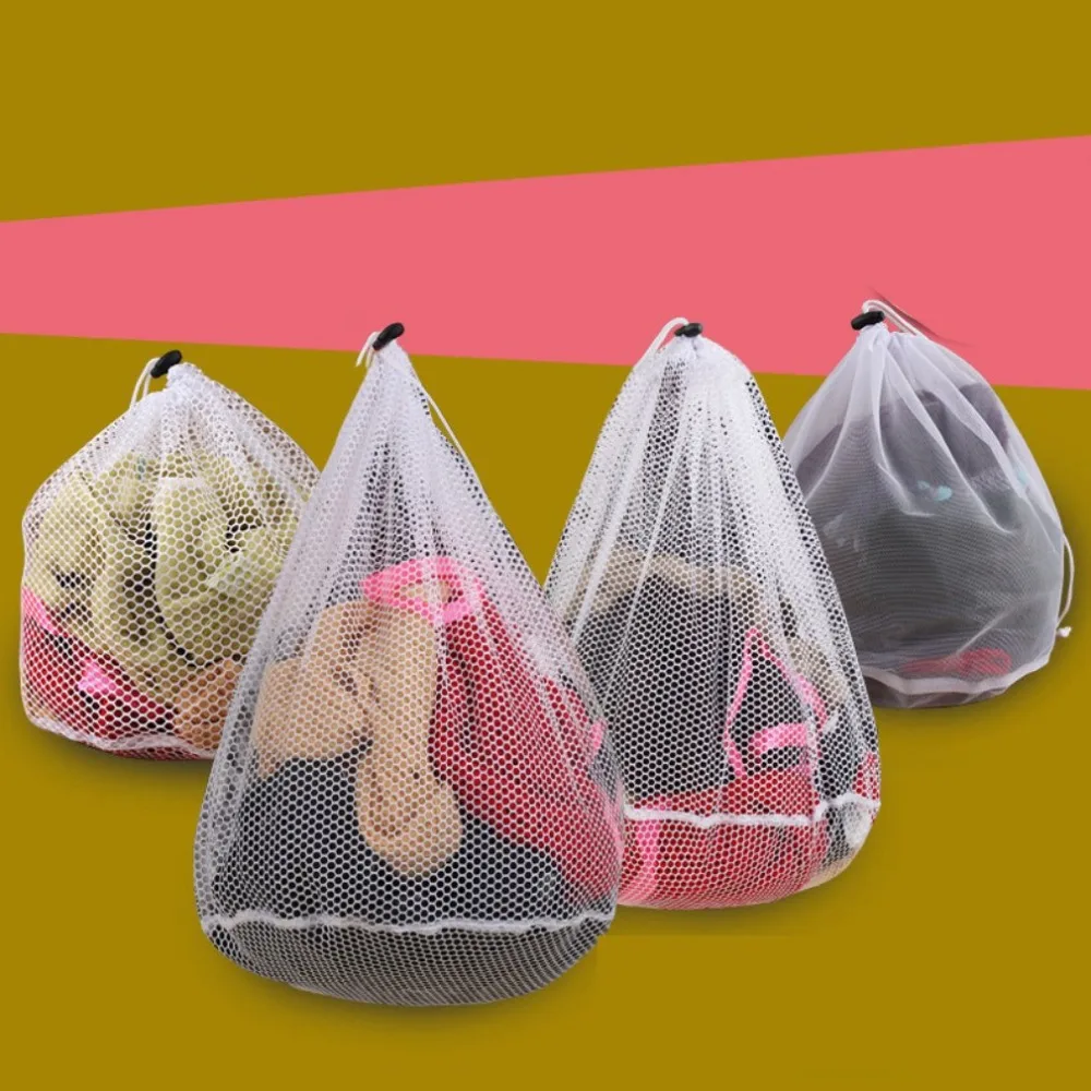 Laundry Mesh Bags Drawstring Net Laundry Saver Mesh Washing Pouch for