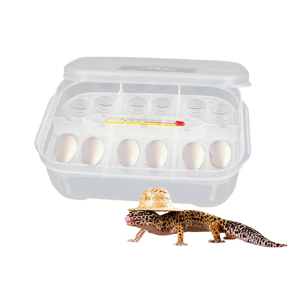 1pcs 12-Compartment Professional Reptile Hatchery Box Lizard Small Reptile Breeding Box Advanced Incubator With Thermometer