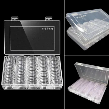 

Coin Cases Capsules Holder 100PCS 27mm Applied Clear Portable Round Storage Box PS Material Clear Transparent Scratch Resistance