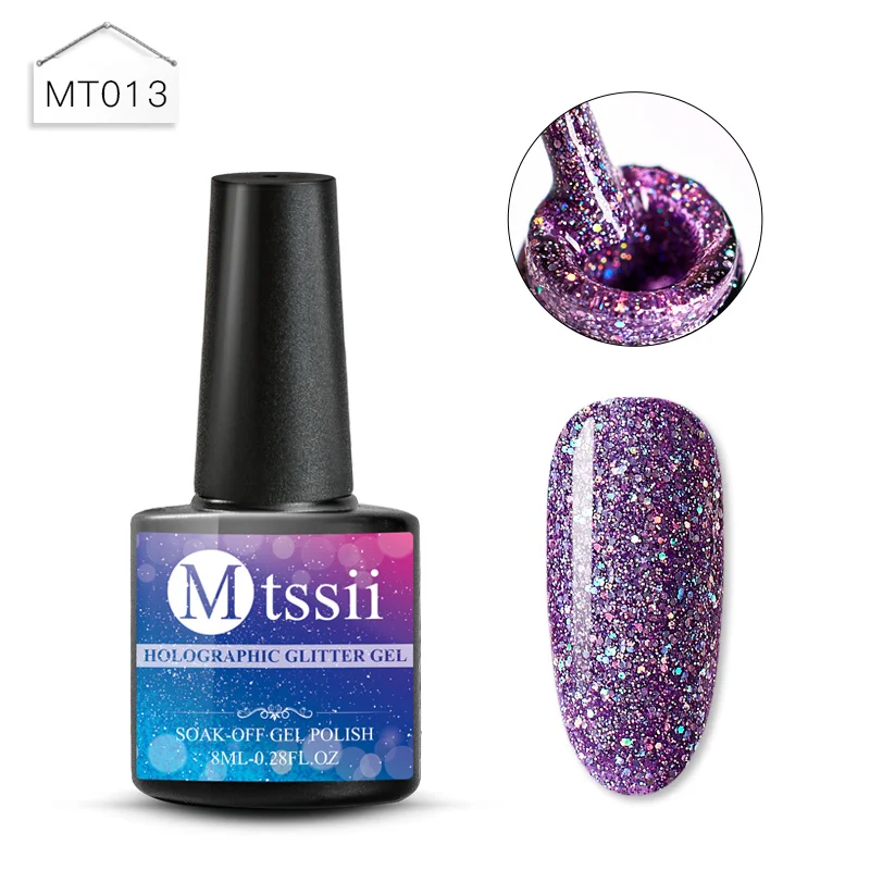 Mtssii 8 мл голографический Блеск УФ-гель для ногтей Platinum лак Радужный красочный мерцающий Маникюр УФ светодиодный лак для ногтей - Цвет: BS02673