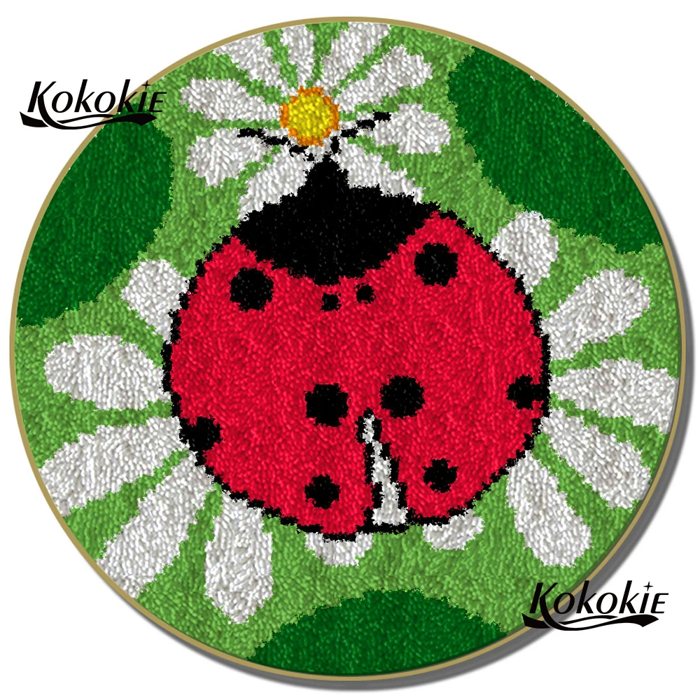 Ladybug new latch hook kit rug canvas printing handwerken knooppakket