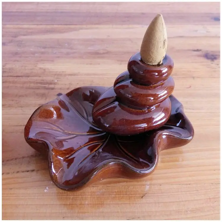 SZS Hot Ceramic Lotus Flower shape Gurgling down Backflow Incense