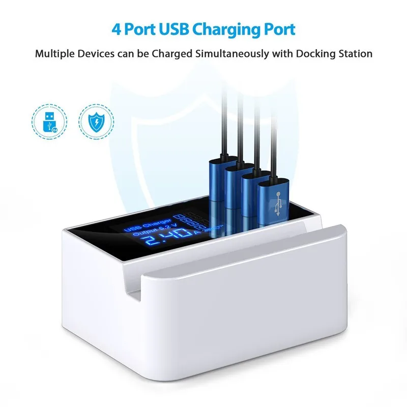 Universal 4 Port USB Smart Wall Charger Led Display Fast Charging Power Adapter (2)
